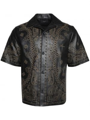 Δερμάτινο πουκάμισο με σχέδιο Amiri μαύρο