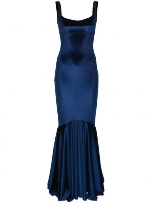 Aksamitna sukienka wieczorowa bez rękawów Atu Body Couture niebieska