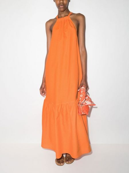 Lniana sukienka Asceno pomarańczowa