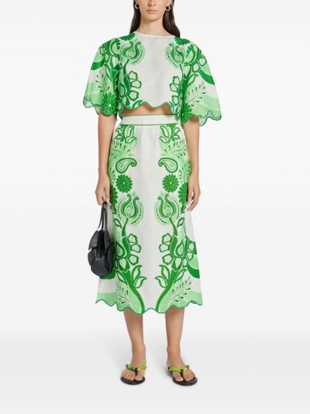 Midi sukně s potiskem Farm Rio zelený