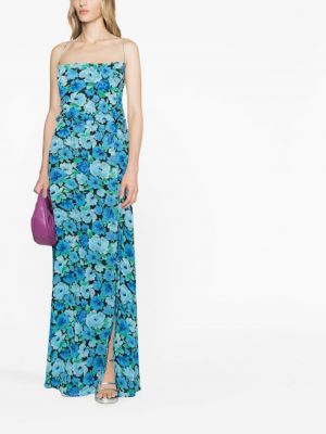 Sukienka długa w kwiatki z nadrukiem Rotate niebieska