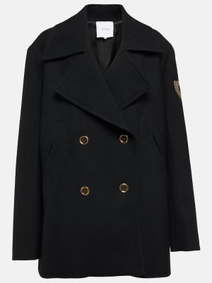 Abrigo corto con bordado de lana Patou negro