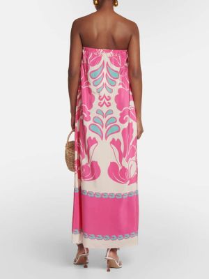 Hedvábné dlouhé šaty Adriana Degreas růžové