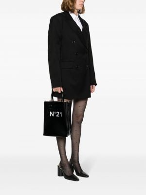 Leder shopper handtasche mit print N°21 schwarz