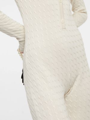 Μεταξωτή ολόσωμη φόρμα με γούνα Magda Butrym λευκό