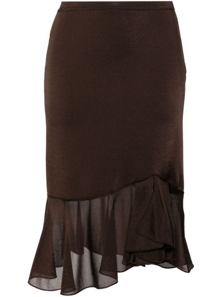 Drapiruotas asimetriškas sijonas Tom Ford ruda
