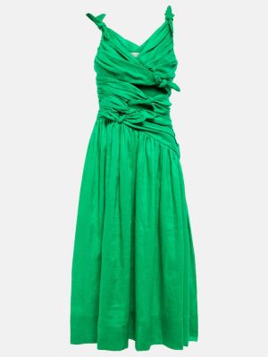 Ленена миди рокля Zimmermann зелено