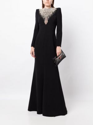 Sukienka wieczorowa z kryształkami z krepy Jenny Packham czarna