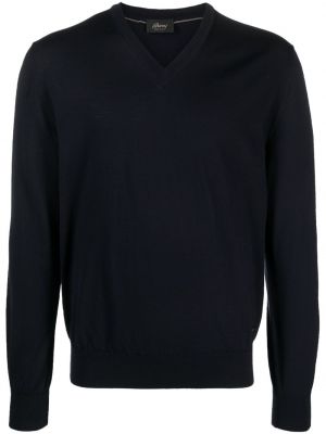 Вълнен пуловер с v-образно деколте Brioni синьо