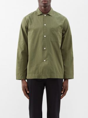 Хлопковая рубашка с карманами Tekla зеленая