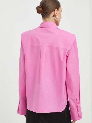 Bavlněná košile relaxed fit Gestuz růžová