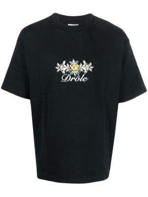 Kokvilnas t-krekls ar apdruku Drôle De Monsieur melns