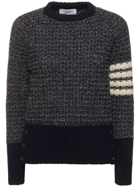 Suéter de lana de punto de lana mohair Thom Browne beige