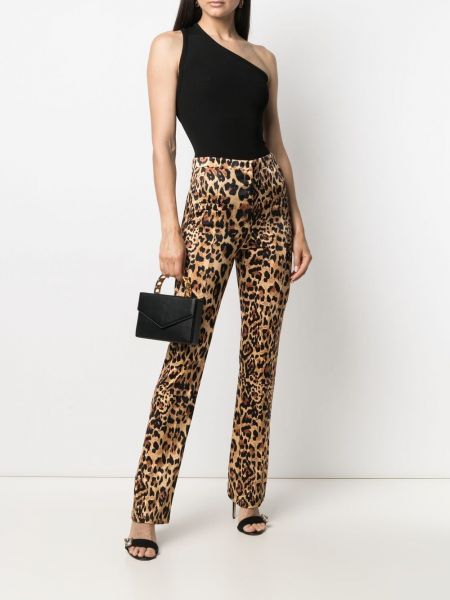 Pantalones rectos con estampado leopardo Paco Rabanne marrón