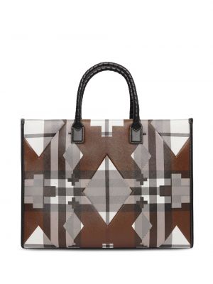 Sjekket shoppingbag Burberry brun