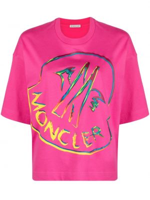 T-shirt con stampa Moncler rosa