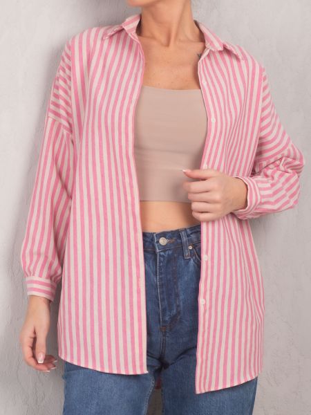Oversized ριγέ πουκάμισο Armonika ροζ