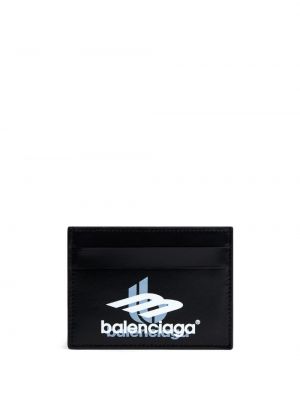 Raštuotas iš natūralios odos piniginė Balenciaga juoda