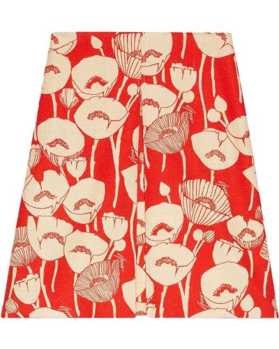 Falda de flores con estampado Gucci rojo