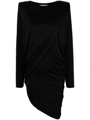 Asimetrična midi obleka iz krep tkanine Saint Laurent črna