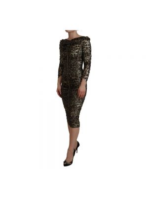Vestido midi con estampado leopardo Dolce & Gabbana