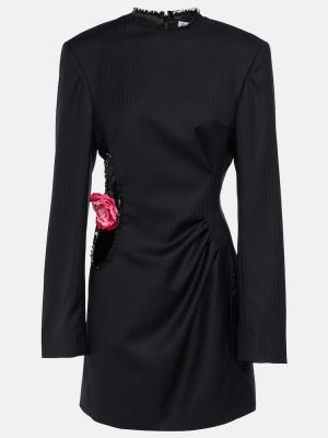 Ριγέ μάλλινη φόρεμα Acne Studios μαύρο