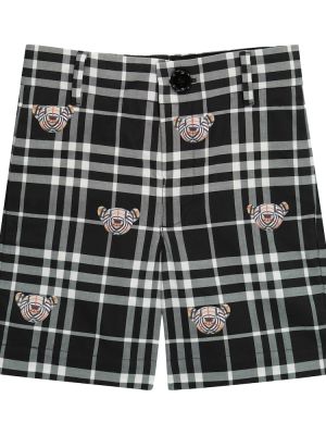 Sjekket bomull shorts for gutter Burberry Kids svart