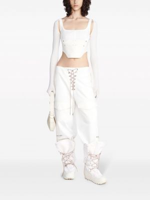 Nėriniuotos „cargo“ stiliaus kelnės su raišteliais Dion Lee balta