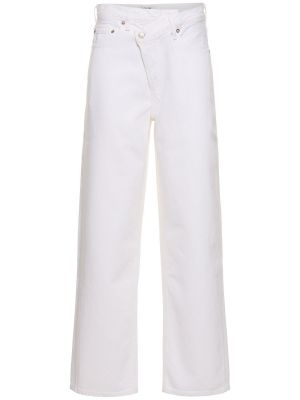 Bavlnené džínsy s rovným strihom Agolde biela