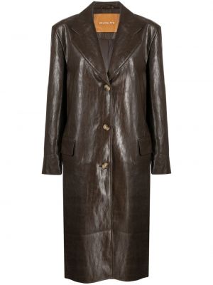 Kožený kabát z ekologickej kože Rejina Pyo hnedá