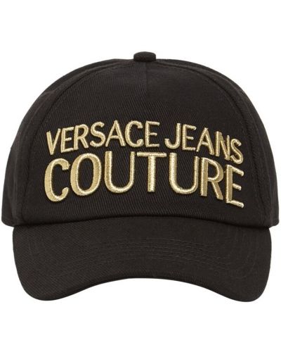 Bavlnená šiltovka s výšivkou Versace Jeans Couture čierna