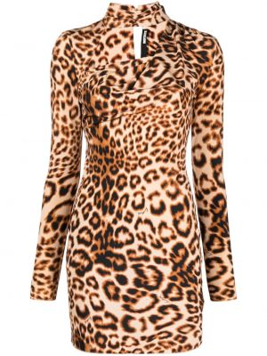 Коктейлна рокля с принт с леопардов принт Rotate