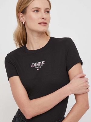 Koszulka z nadrukiem slim fit Tommy Jeans czarna