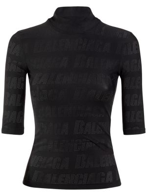 Tričko z nylonu Balenciaga černé
