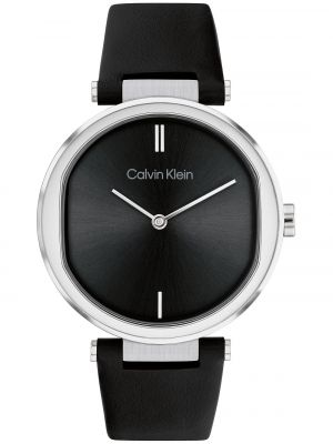 Кожаные часы с кожаным ремешком Calvin Klein черные