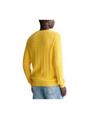 Sweter z dekoltem w serek Gant żółty
