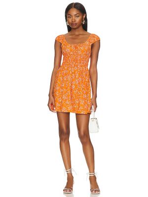 Mini vestido de flores Faithfull The Brand naranja