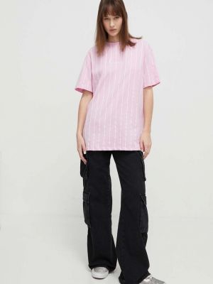 Koszulka bawełniana Karl Kani różowa