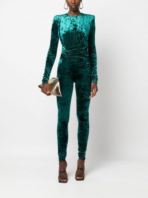Drapeeritud sametist velvetist pükskostüüm Alexandre Vauthier roheline