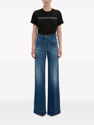 Kokvilnas t-krekls ar apdruku Victoria Beckham melns