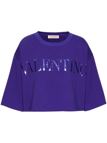 Majica s cekini Valentino Garavani vijolična