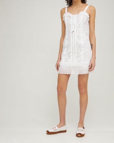 Мини рокля бродирана Dolce & Gabbana бяло