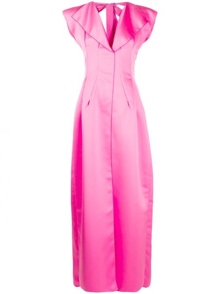 Вечерна рокля с v-образно деколте Maison Rabih Kayrouz розово