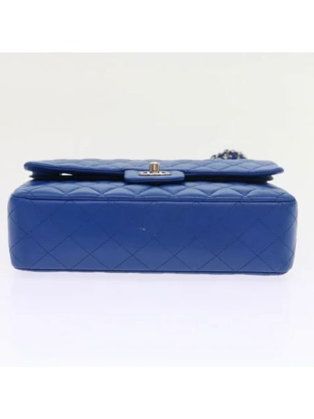 Bolsa de hombro de cuero retro Chanel Vintage azul