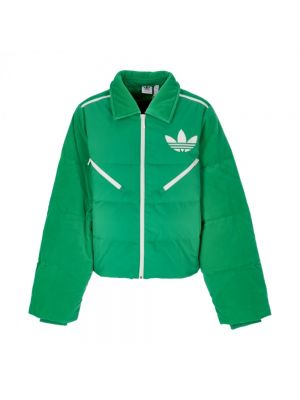 Zielona aksamitna kurtka puchowa Adidas