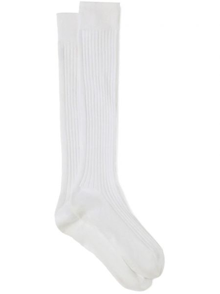 Памучни чорапи под коляното Jil Sander бяло