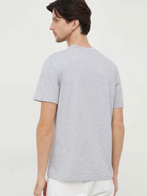 Bavlněné tričko s potiskem Lacoste šedé