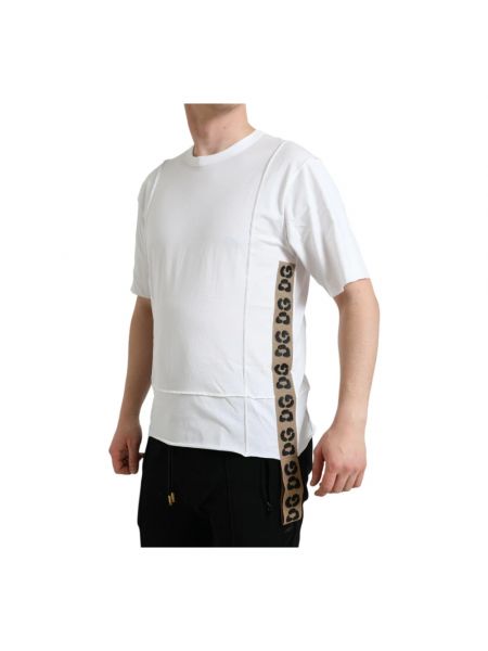 Koszulka bawełniana klasyczna Dolce And Gabbana biała