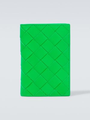 Bőr pénztárca Bottega Veneta zöld