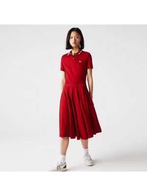 Хлопковое платье Lacoste красное